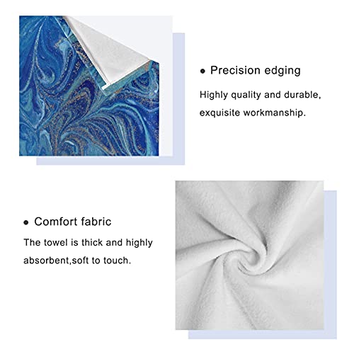 Marbled Blue Towels Bathroom Sets, Sea Shells Summer Beach Towels 3-Piece 1 Bath Towel 1 Washcloth 1 Hand Towel,Bath Towel Set Of 3 Soft Multifuntion For Home Kitchen Hotel Gym Swim Spa #TOP3