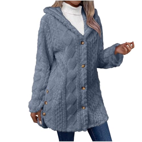 Beessbest Winter Coats for Women Fuzzy Fleece Texture Hood Coat
