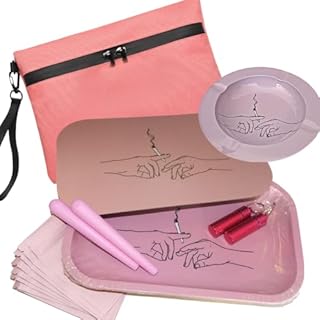 UkGlass Large Pink Metal Rolling Tray with Magnetic Lid - The Ultimate Tray Kit to Keep Your Smoking Accessories Safe (Large Rolling Tray with Lid)