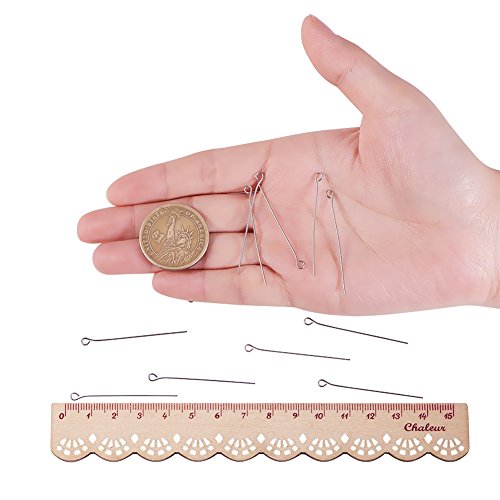 Ph Pandahall 205 Pcs 304 Stainless Steel Head Pins Findings 1.5 Inch Eye Pin Length 23-Gauge Ewelry Making Pins For Diy Earring Pendant Bracelet Necklace Jewelry Craft Making #TOP2