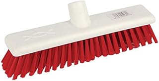 Jantex Hygiene Broom Soft Bristle Red 12In Brush Only Sweeping Cleaning