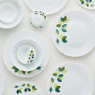 Larah by Borosil 35 Pieces Opalware Dinner Set | for Family of 6 | Microwave & Dishwasher Safe | Bone-Ash Free | Crockery Set for Dining & Gifting | Plates & Bowls