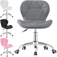 LSLIFE Office Swivel Desk Chair - Height Adjustable Ergonomic Chair With Chrome Base, White