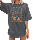 Magical Shirt Women Belle’s Book Club T-Shirt Oversized Book Lover Tee Magic Kingdom Belle Princess Shirts Grey