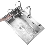  Éviers de Cuisine Évier De Cuisine Pratique Évier Simple Lave-Vaisselle en INOX Argenté Éviers À Siphon Au-Dessus Et Au-Dessous du Comptoir Facile À Nettoyer (Color : Silver, S : 68 * 45 * 20cm)