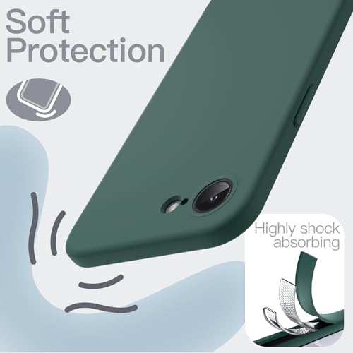 Image of JETech Liquid Silicone Cover Case for iPhone 17e (2026) / iPhone 16e, Silky Soft Touch Full-Body Protective Phone Case, Anti-Scratch Shockproof Cover with Microfiber Lining (Midnight Green)