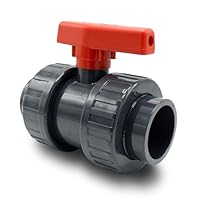 Baumaxxe PVC Kugelhahn 50mm I Absperrhahn 1 1/2 Zoll 2-Wege mit 2x Klebemuffe und Verschraubung radial ausbaubar I Für Poolverrohrung Teich Aquaristik Entwässerung Bewässerung I bm116