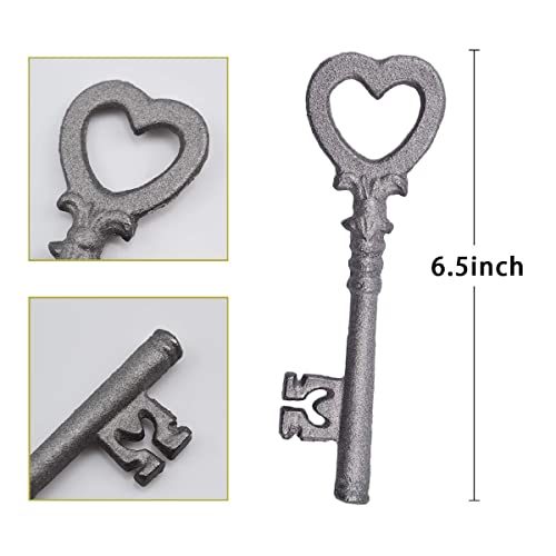 Zezzxu Large Cast Iron Skeleton Key, 2 Pcs Vintage Cast Iron Decorative Wrought Iron Crafts Key For Home Wall Decor #TOP2