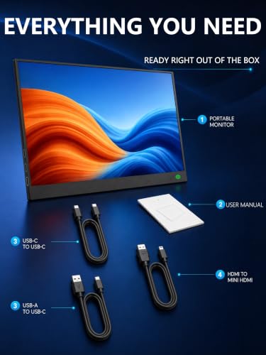 Image of Portable Monitor, 15.6'' 1080P USB C HDMI Portable Second External Monitor