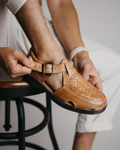 Mexico en la Piel Handmade Leather Fisherman Huaraches for Men - Adjustable Buckle, Comfortable and Lightweight, Breathable, Genuine Leather, Tan Color - Traditional Mexican Shoes4