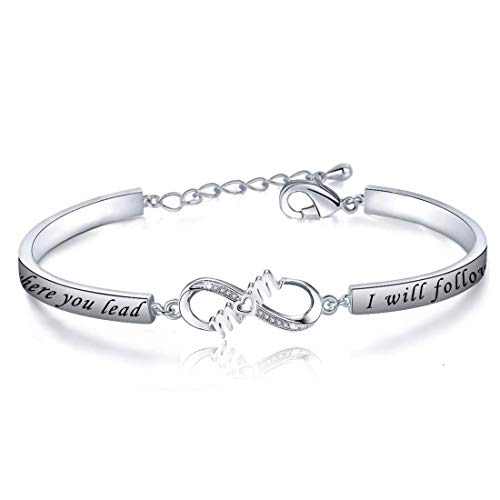 Image of CENWA Where You Lead I Will Follow Bracelet Mother Daughter Bracelet Mother's Day Gift (S)