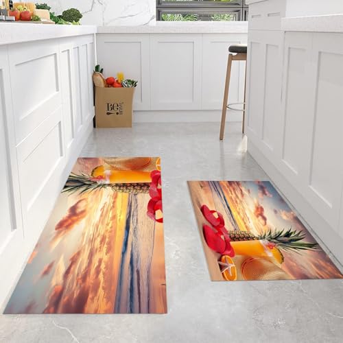 Juego de alfombrilla de 2 piezas decorativas de cócteles de chanclas para el suelo 4