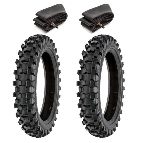 ECOVELO 2 Pneus 2.50-10 + Chambres à Air Pneus Tassellés 33J Cross Mini Moto Pneus Minicross