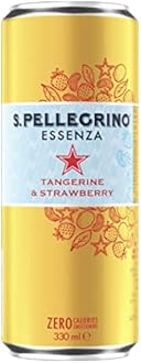 San Pellegrino Essenza Tangerine & Strawberry Sparkling Mineral Water, 11.16 fl oz ℮ 330 ml, 6 Pack