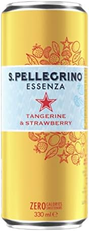 San Pellegrino Essenza Tangerine & Strawberry Sparkling Mineral Water, 11.16 fl oz ℮ 330 ml, 6 Pack