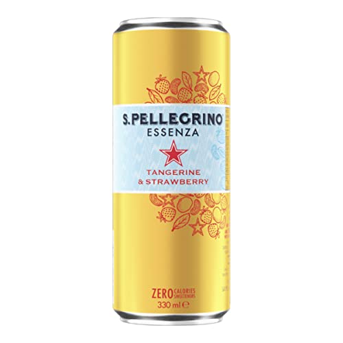 San Pellegrino Essenza Sparkling Water Lightly Flavoured Tangerine & Strawberry Cans 6x330ml