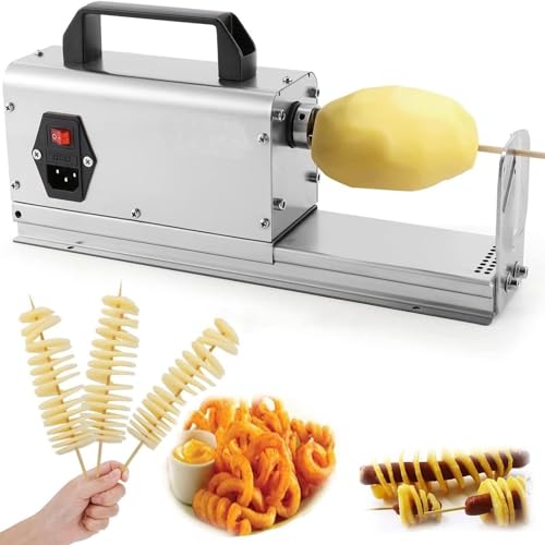 SBCGFY Electric Tornado Potato Slicer, Spiral Potato Cutter Twisted Potato Slicer, With 2 Blades & Switch Control,For Home Commercial