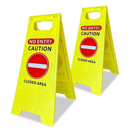 No Entry 2 Pack Yellow Commercial Street Closed Area Bilingual