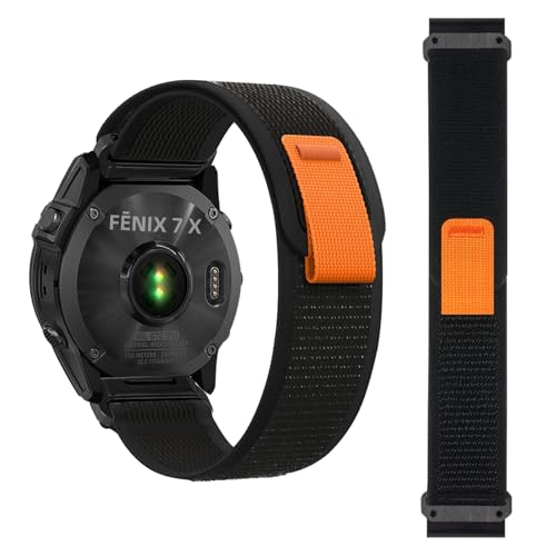 Bracelet QuickFit 26mm en Nylon Tissé Noir de Haute Qualité pour Garmin Fenix et Epix