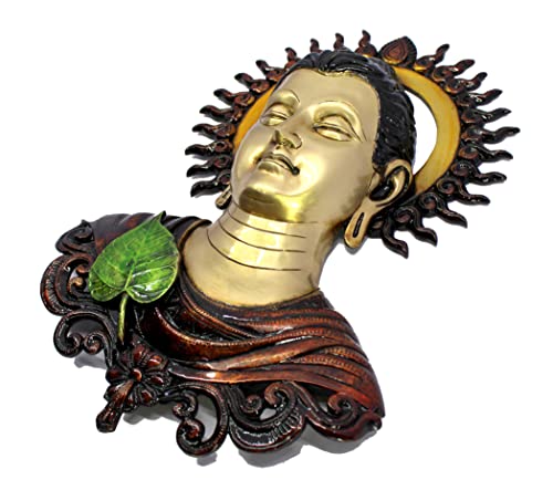 Image of ESPLANADE Brass Buddha Face Antique Wall Hanging | Wall Mount Buddha Face Idol Figurine | Home Room Decor | Multicolor - 15.5 inch Inches (Big Size)
