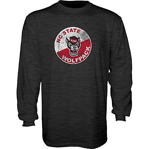 Blue 84 Men's North Carolina State Wolfpack Long Sleeve T-Shirt Vintage Cap Dark Heather, Dark Grey, Large