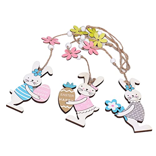 Decoração de mesa de coelho de páscoa, enfeite de mesa de madeira seguro para pendurar coelho leve u