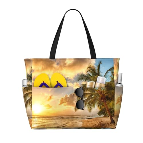 Grand sac de plage au coucher de soleil pour vos journées d'été et vacances
