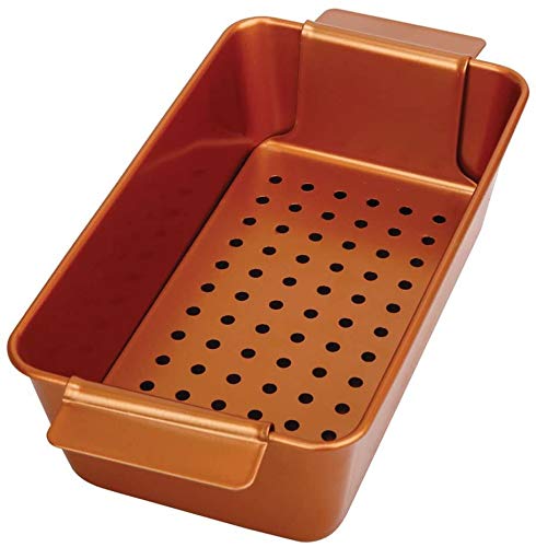 Non-Stick Meatloaf Pan 2-Piece Healthy Meatloaf Set Copper Coating With Removable Tray Drains, Oven And Dishwasher Safe (Copper Meatloaf Pan) #TOP4