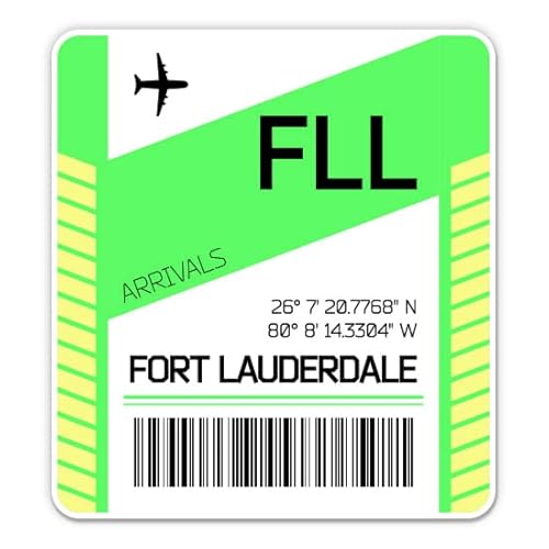 Squiddy Fort Lauderdale Airport Code FLL Luggage Tag Style - Vinyl Sticker Decal for Phone, Laptop, Water Bottle (3" high)
