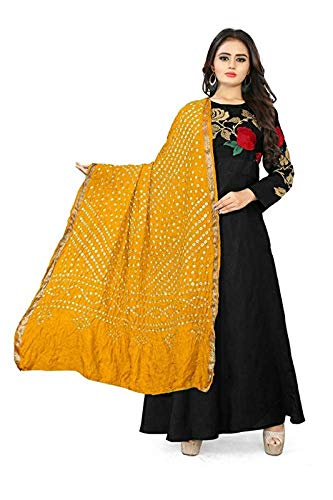Image of PK HUB Women's Bandhani Silk Dupatta - Bandhej Printed Traditional Dupatta for Ethnic Wear - 2.4 Meter Length, 40 inch Width