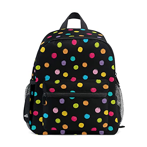 ODAWA Colorful Polka Dots Kids Backpack, Toddler Schoolbag Preschool Bag Travel Backpack for Little Boy Girl