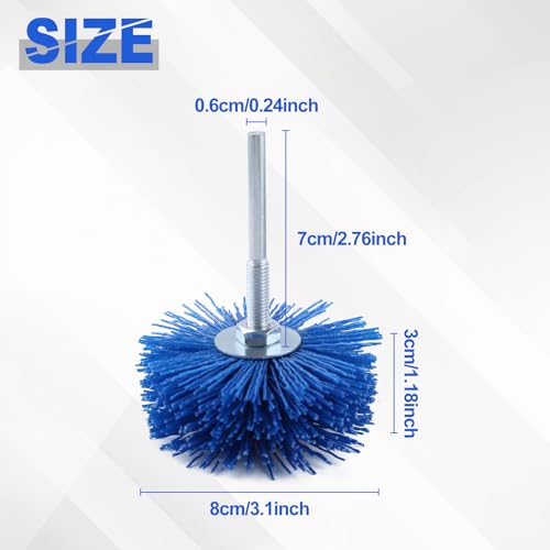 Image of 7 Pack Abrasive Nylon Wheel Brush for Drill with 1 /4 inch Shank 80 120 180 240 320 400 600Grits Sanding Mop Abrasive Wheel Drill Brush for Polishing Removing Rust and Painting,Blue