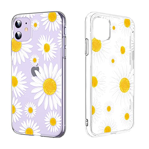 Cute Case Compatible With Iphone 11 Flower Floral Unique Design For Women Girls Kids Clear With White Daisy Pattern Design Slim Thin Soft Silicone Tpu Protective Phone Cover For Iphone 11(6.1 Inch) #TOP30