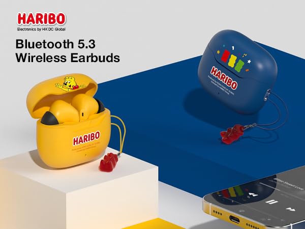Image of DCHK Haribo Wireless Earbuds, Bluetooth 5.3 TWS, 13mm Bass Driver, ENC Noise Reduction, IPX4, USB-C Charging, Gummy Bear Style