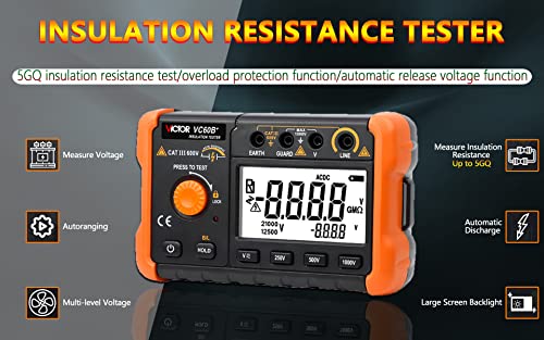 Leagy Victor Vc60B+ Digital Insulation Resistance Tester - Accurate Megohm Meter For Dc/Ac Voltage Testing (20-1000V, 20-750V) And Resistance Measurement (0-5000 Megohms) #TOP4