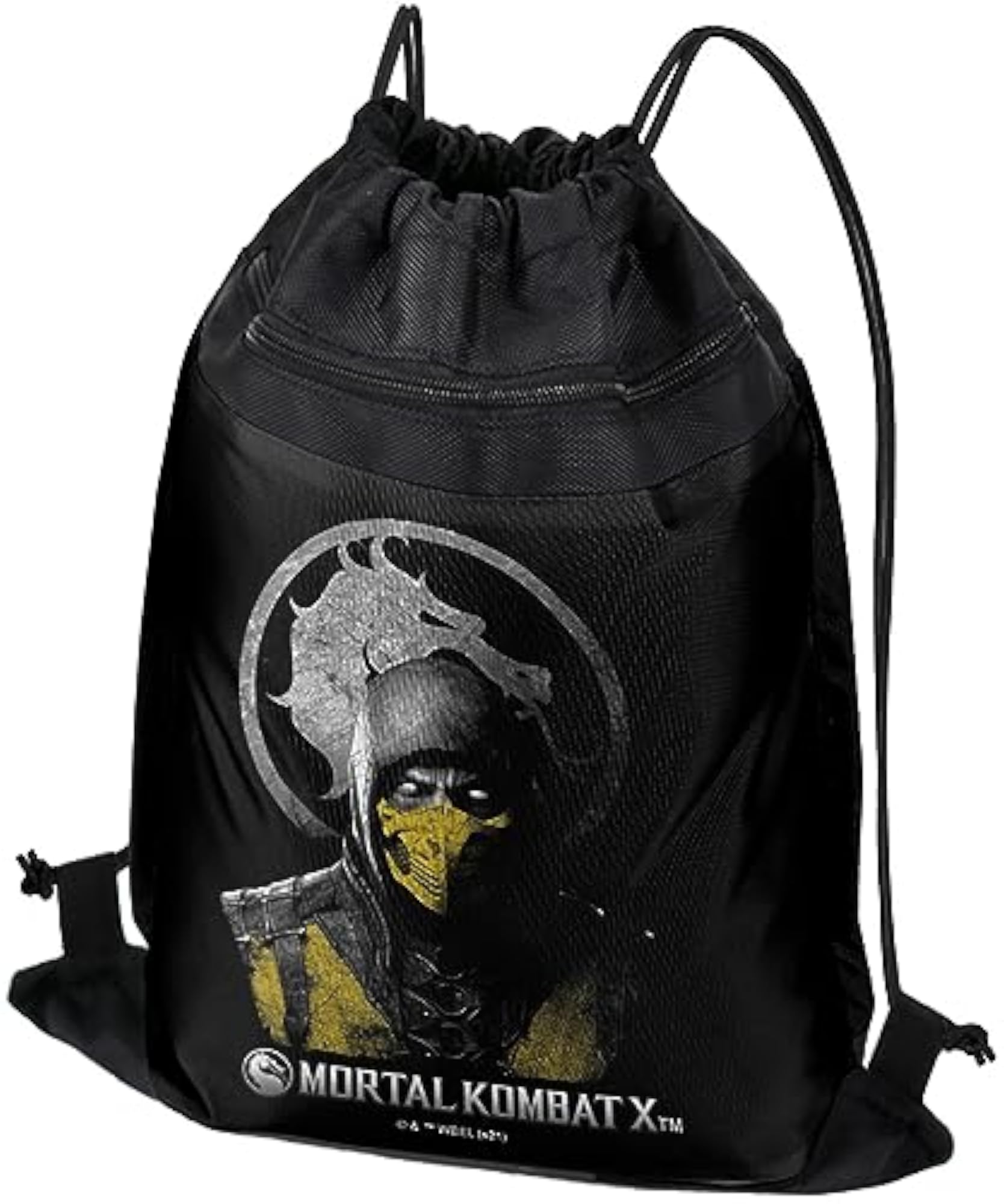 Mortal Kombat Scorpion Logo Drawstring Backpack, Perfect for Gym & Yoga