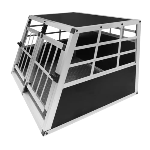 Auto Hundetransportbox kleine Doppelbox Hundebox Transportbox Gitterbox Fahrzeugbox Kofferraumbox Katzen Hunde Aluminium Trapez