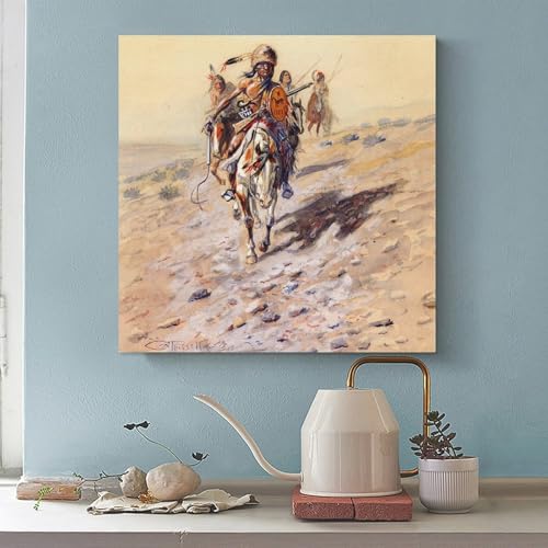 Impression sur toile On The Trail Charles M Russell déco murale 30x30 - 2