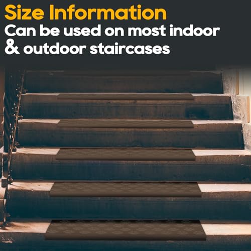 Longing Home FHD-30-10-12P Rubber Stair Treads - 30 Inch X 10 Inch 12Pcs, Indoor & Outdoor Non-Slip Rubber Stair Treads thumb #6