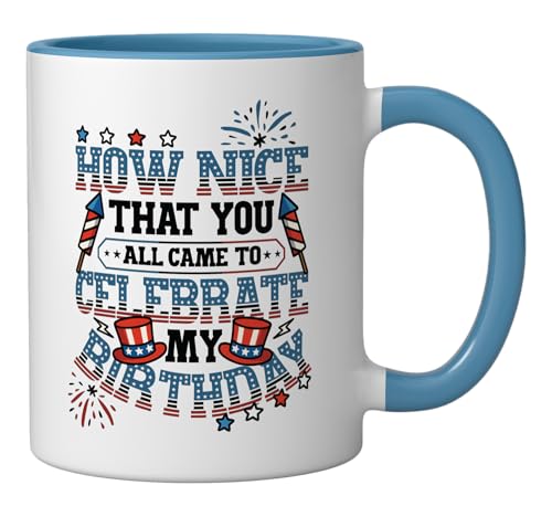 Taza cerámica azul y blanca de 11 onzas para cumpleaños miniatura 2
