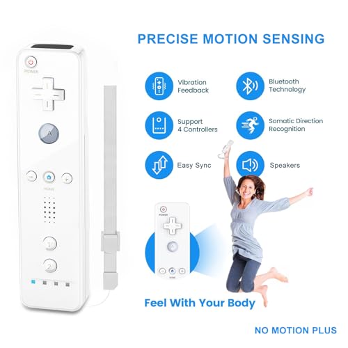 FIOTOK Wii Remote with Nunchuck,Wii Controller with Nunchuck Compatible with Nintendo Wii/Wii U with Silicone Case and Wrist Strap, White