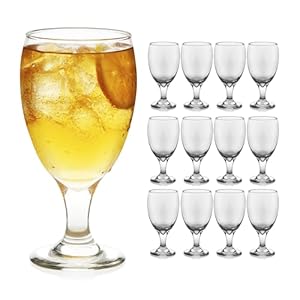 Libbey Classic Clear Glass Goblets Set of 12, Dishwasher Safe Drinking Goblets for Iced Tea, Sangria, and More, Ideal Goblet Glassware for Parties