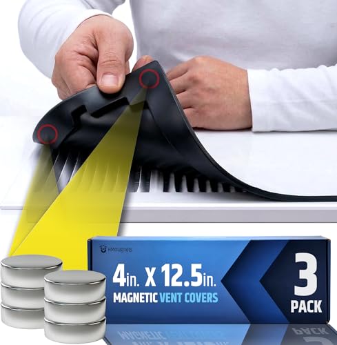 Powerful Magnetic Vent Covers (2-Pack) that Will Never Fall Off (Upgraded Design) - for Sealing Floor/Wall/Ceiling Registers of Width 11.25" to 12", Length 11.25" to 12" | Vent Not Included | White by HMmagnets - Used condition - US$32.17