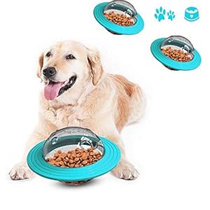 JIASHA Slow Eating IQ Treat Ball, Doseer Puzzel Speelgoed, Tumbler Feeder, behandelen doseerspeelgoed voor honden, huisdier traktatie bal hond kat/hond behandelen bal voedseldispenser interactief speelgoed (blauw)
