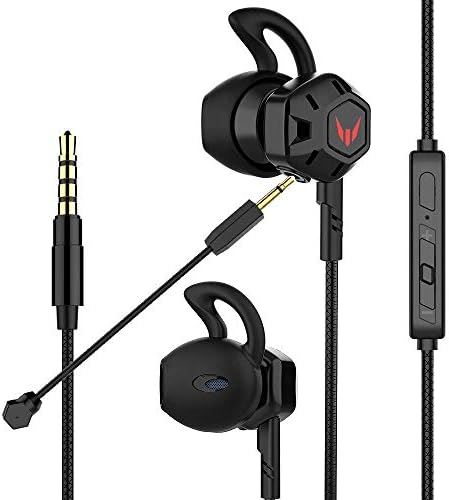 Langsdom in-ear gaming headset, in-ear gaming headphones with detachable microphone, gaming earphones for Nintendo Switch, PC, laptop, mobile phone (black)