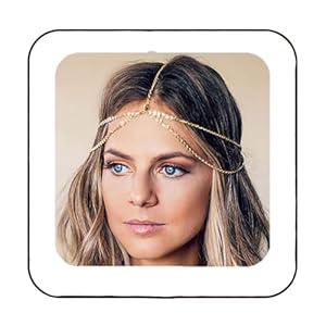Brinie Boho Head Chain Jewelry Gold Headpiece Small Coins Hair Chains Festival Halloween Head Jewelry for Women and Girls