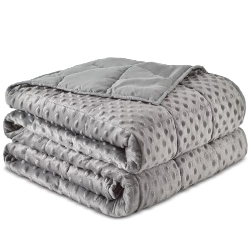 Sivio Weighted Blankets for Adults, Soft Minky Heavy Blanket for Calm Sleeping, Brethable Cooling Weighted Throw Blanket for Men and Women, Grey, 60 x 80in, 15lbs