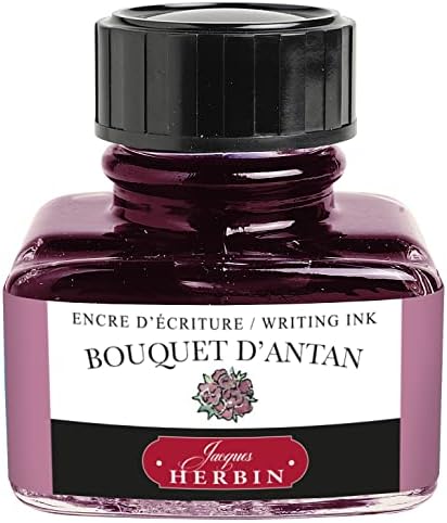 Jacques Herbin - Ref 13048T - Ink for Fountain Pens & Rollerball Pens - Poussière de Lune / Moondust Purple - 30ml Bottle with Integrated Pen Rest - Red-Coloured Ink
