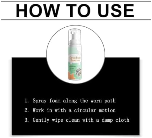 3.52 Fl Oz Waterless Carpet Foam Stain Remover with Towel -No-Rinse Dry Cleaning Foam Spray for Couch, Upholstery, Car Interior (3) - 4
