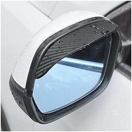 2PCS Car Rear View Mirror Rain Visor Guard, Carbon Fiber Car Side Mirror Rain Eyebrow, Waterproof Auto Mirror Rain Visor Smoke Guard, Universal for Cars, Truck and SUV (Black)